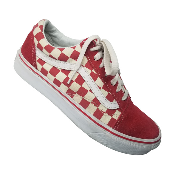 Vans Shoes - Vans SK8 Low Old Skool Red White Checkered Skate Shoe, Sz Mens 5.5, Women's 7